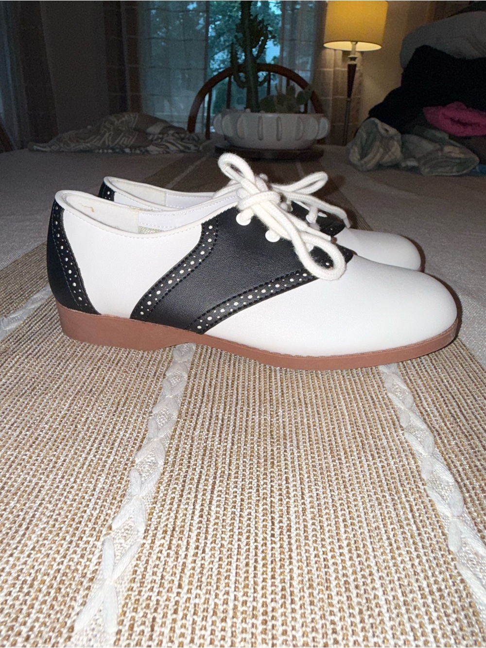 smartfit White and Black Two-Tone Lace-Up Kids Dress Shoes